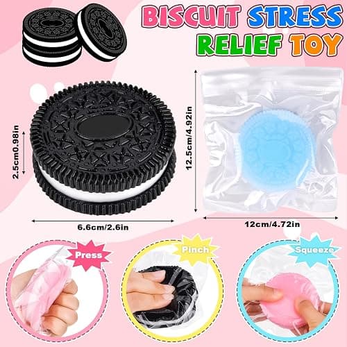 Vibbang 4pcs Biscuit Stress Relief Toy, Pinching Biscuit Simulation Toy, Anxiety Relief Sensory Toy, Soft Decompression Toy, Stress Fidget Toys for Christmas, Halloween, Birthday Gifts - A thumbnail 3