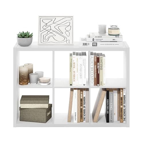 Furinno CUBICLE Book Shelf, 6-Cube Bookshelf, Extra Thick Frame Horizontally & Vertically Reversible Bookcase with Open Back, 14.6" x 44" x 30", for Living Room, Bedroom, Home Office, White thumbnail 9