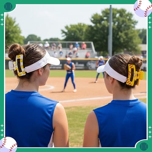 PANTIDE 4Pcs Softball Hair Claw Clips for Women Girls - Sport Game Day Rectangle Nonslip Banana Hair Clips, Thin Thick Short Long Curly Hair Accessories, School Daily Softball Party Birthday Gift thumbnail 6