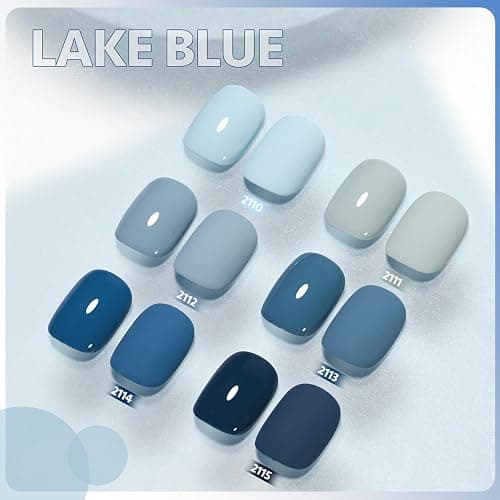 GAOY Blue Navy Gel Nail Polish Set, 6 Colors Nude Gray Baby Blue Soak Off UV Light Cure Gel Polish Kit for Salon and Nail Art DIY at Home thumbnail 2