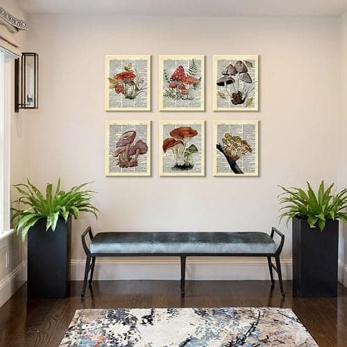 CHDITB Mushroom Wall Art, Mushrooms Dictionary Framed Canvas Wall Art Set, Nature Mushroom Wall Decor, Vintage Fungus Wall Painting, Retro Aesthetic Art Prints For Living Room Bedroom Decor(8X10 Inch) thumbnail 5