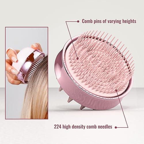 SHINLEA 2 in 1 Scalp Massager Hair Growth,Scalp Scrubber with Soft Silicone Bristles for Dandruff Removal,Shampoo Brush for Exfoliation,Head Massager for Both Wet and Dry Use (Pink) thumbnail 3
