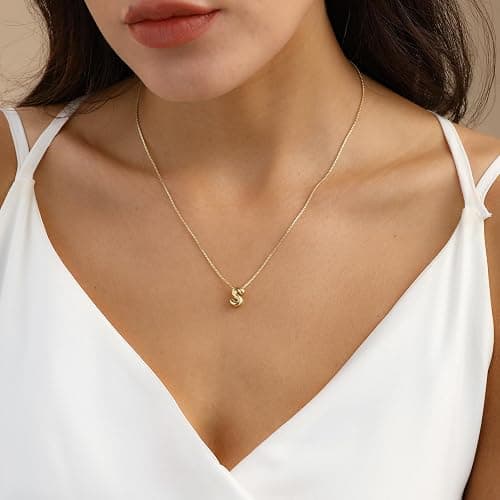 Lisitine Bubble Initial Necklaces Dainty Letter Necklace Cute Name Choker Necklaces for Women Trendy Personalized Pendant Jewelry Gift for Women thumbnail 9