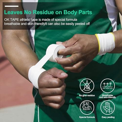 OK TAPE Athletic Sports Tape（4 Packs) - 45ft Per Roll Very Strong Tape for Athlete & Sport Trainers & First Aid Injury Wrap, Perfect for Fingers Ankles Wrist on Bat, Hockey Stick - Black thumbnail 3