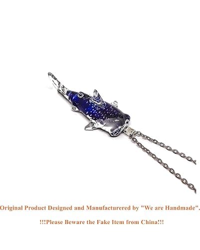 Handmade Whale Shark Art Glass Blown Ocean Animal Figurine Glass Pendant Necklace Jewelry - Model Y2017 thumbnail 4