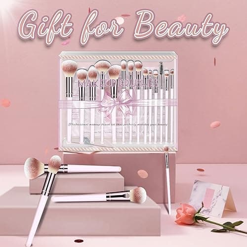 Makeup Brush Set, Premium Synthetic 14 Pcs Makeup Brushes, Travel Makeup Brush Set for Foundation, Concealer, Blush and Eyeshadow Brush(Pink) thumbnail 7