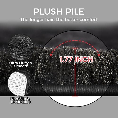 Ultra Soft Rug for Living Room, 4X6 Fluffy Shag Area Rug for Bedroom, Modern Shaggy Carpets Fuzzy Rug for Teens Dorm Nursery Home Decor Aesthetic, Upgrade Anti-Skid Durable, Black thumbnail 2