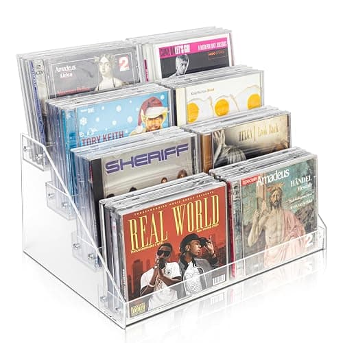 Vowcarol 4-Tier CD Storage Organizer, Dvd Case Holder Organizer CD Holder for 32 CD Jewel Cases - Image 1