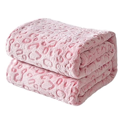 FY FIBER HOUSE Pink Throw Blanket Leopard Print Blanket Flannel Fleece Cheetah Print Cute Plush Throw for Couch, 50"X60" - Image 1