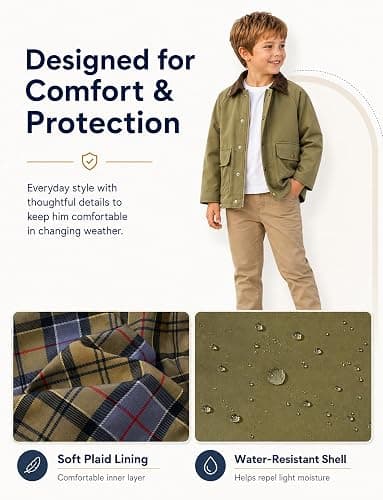 Happy Cherry Toddler Boy Spring Jacket Zipper Fall Winter Boys Vintage Jacket Corduroy Collar Inbreaker Outerwear with Pocket thumbnail 4