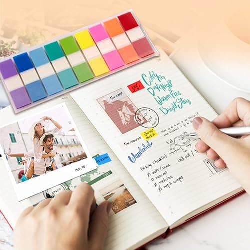Golcellia Writable Sticky Tabs, 900 Pcs Transparent Sticky Page Marker Tabs for Document Organization, Teacher Supplies, Study Aids, Office Supplies, Colorful Tabs thumbnail 2
