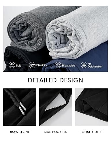 PEHMEA Women's Wide Leg Sweatpants High Waisted, Cozy Lounge Pants with Pockets Drawstring Loose Fit Casual Joggers thumbnail 5