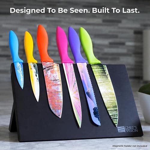 CHEF'S VISION Landscape Kitchen Knife Set – 6-Piece Stainless Steel Knives with Non-Stick Coating, Dishwasher Safe, Nature Design, Unique Gift for Nature Lovers thumbnail 7