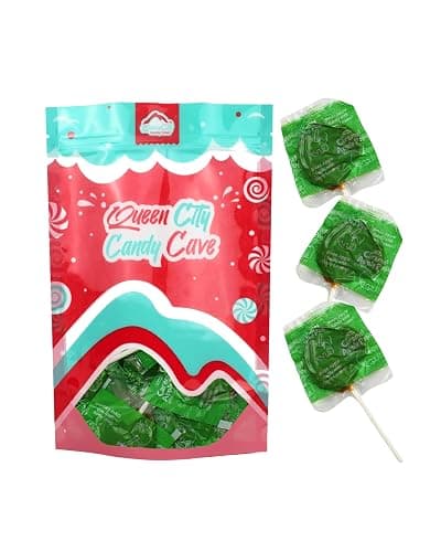 Green Apple Caramel Lollipops, Delicious Fall Flavors-Bulk- Caramel Dipped Green Apple Suckers, by Queen City Candy Cave (1 Pound) thumbnail 4
