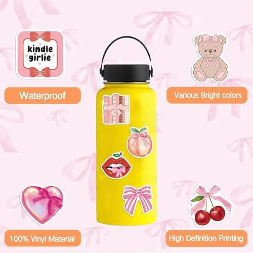 100PCS Coquette Stickers Pink Aesthetic Stickers Pack Cute Bow Tie Stickers for Girls Pink Sticker for Laptop Vinyl Waterproof Sticker Aesthetic Decals thumbnail 4