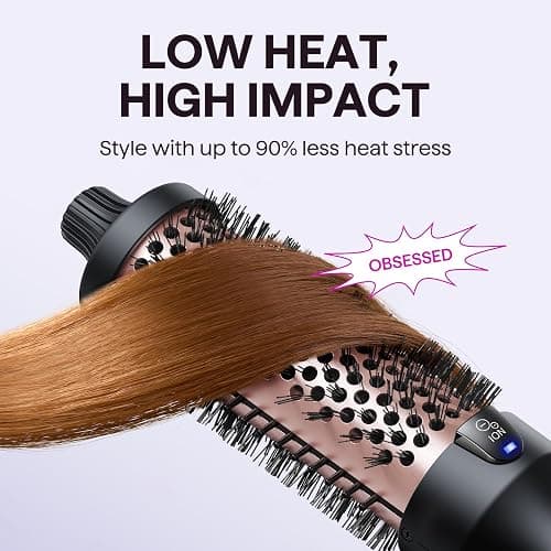 Wavytalk Thermal Brush, Blowout Boost 1.5 inch Heated Round Brush for Blowout Look, Negative Ion Technology, Ceramic Tourmaline, 5 Temperature Settings, Dual Voltage, Purple, Less Damage - Iris Purple thumbnail 6