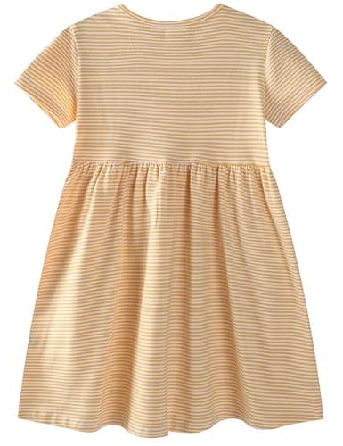 FreeLu Girls Cartoon Appliques Dress Cotton Summer Short Sleeve Dresses Casual Jersey Skirt thumbnail 3