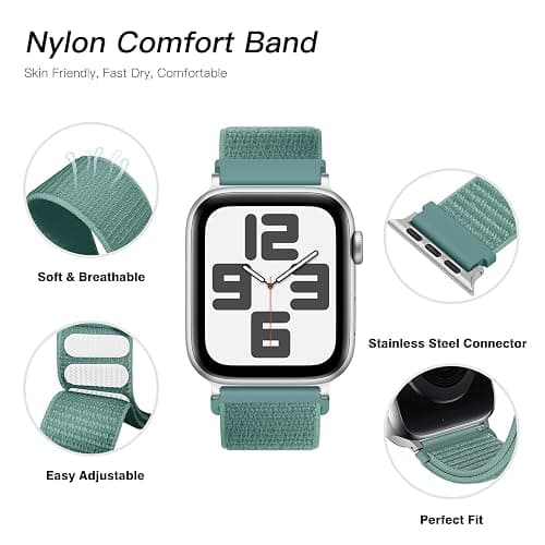6 Pack Nylon Sport Loop Band Compatible with Apple Watch Band 38mm 40mm 41mm 42mm 44mm 45mm 46mm 49mm Women Men, Soft Adjustable Braided Replacement Straps for iWatch Series 11 10 9 8 7 6 5 4 3 2 1 SE Ultra thumbnail 3