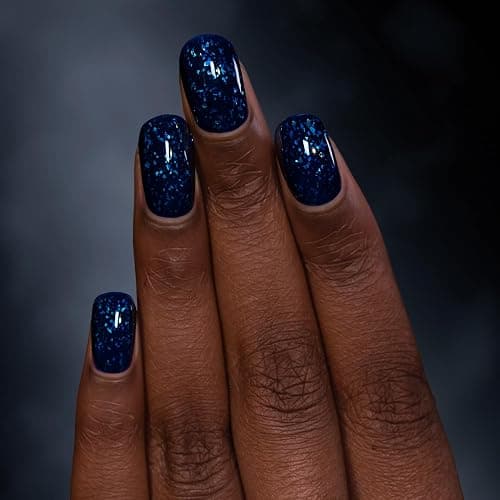 ILNP Late Night - Deep Navy Blue-Based Iridescent Flakie Shimmer Nail Polish thumbnail 4