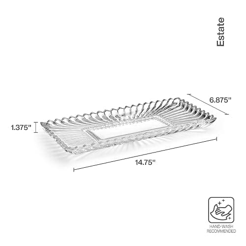 Mikasa Estate Crystal Glass Rectangular Serving Decorative Tray, 14.75 Inch thumbnail 2