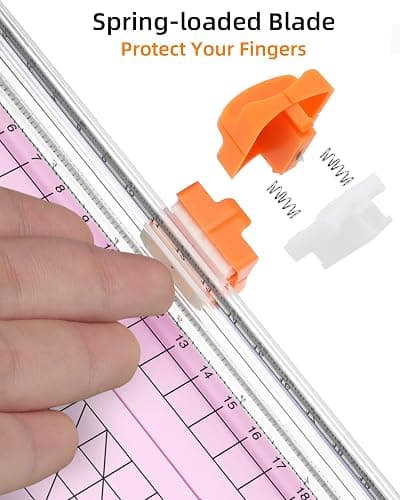 Firbon Pink A5 Paper Cutter, Straight Small Paper Trimmer with Side Ruler for Scrapbooking Craft, Paper, Coupon, Label, Cardstock thumbnail 7