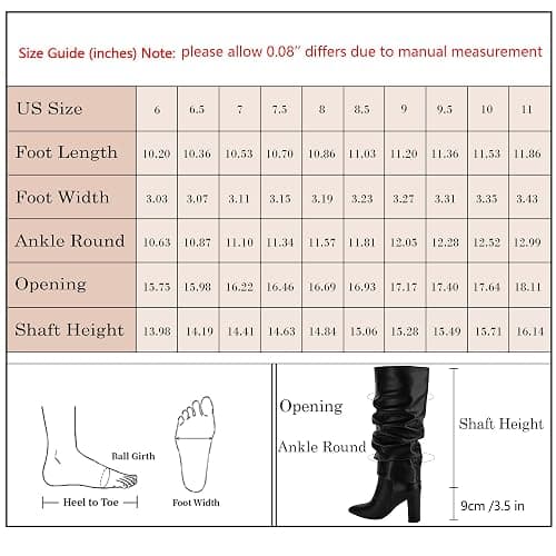 Modatope Knee High Boots Women Fold Over Knee High Boots Chunky High Heels Long Boots Zipper Pointed Toe Dress Tall Boots for Women thumbnail 4