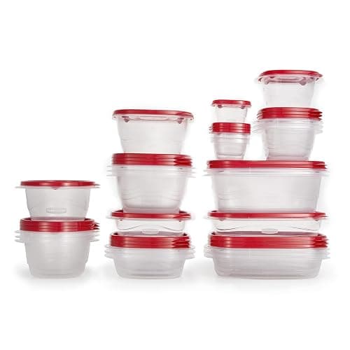 Rubbermaid TakeAlongs Food Storage Containers, 52 Piece Plastic Container Set, Dishwasher and Microwave Safe Meal Prep, Snack, and Lunch Container, BPA Free, Ruby Red - Image 1