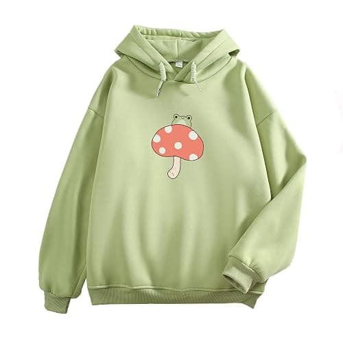 KEEVICI Women Cute Frog Sweatshirt Kawaii Mushroom Hoodie for Teen Girls Aesthetic Cottagecore Clothes Feminino Hoodies - Image 1