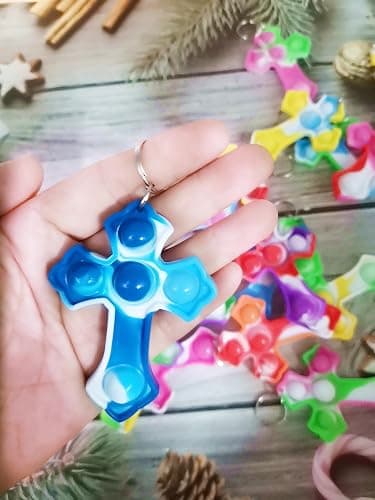 30 Packs Mini Backpack Pop Fidget Bubble Toys, Bulk Religion Cross Classroom Students Prizes Birthday Party Favors Gifts thumbnail 2