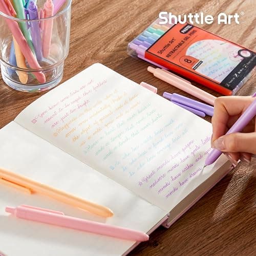 Shuttle Art Colored Retractable Gel Pens, 8 Pastel Ink Colors, Cute Pens 0.5mm Fine Point Quick Drying for Writing Drawing Journaling Note Taking School Office Home thumbnail 2
