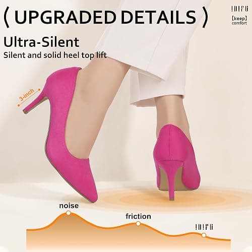 IDIFU IN3 High Heels Pumps Closed Toe Heels Women's Pumps Stiletto Pointed Toe Dress Shoes Wedding Prom Bridal Work Office Bride Guest Trendy Dressy Fashion Comfortable Pump Shoes thumbnail 6