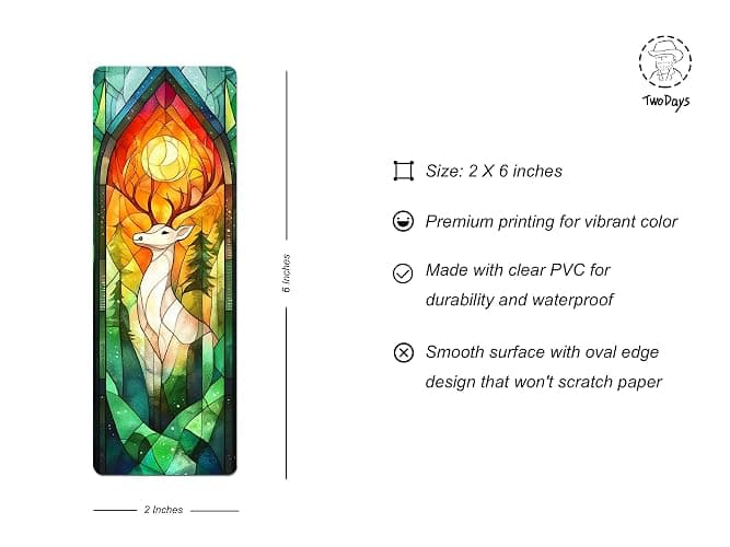 TwoDays Fantasy Stained Glass Art Transparent PVC Bookmarks, Dark Romance Merch for Readers, Romantasy Inspired Bookish Gifts for Book Lovers Booktok, Book Accessories (Set of 3, 6'' x 2'') thumbnail 3