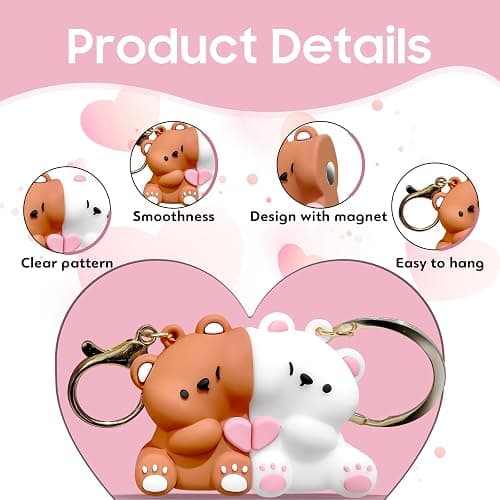 donciety Valentines Day Gifts, Bear Couple Keychain, Matching Keychains Cute Couple Gifts for Girlfriend Boyfriend Couples Matching Best Friend Keychain Birthday Valentine's Wife Husband Wedding thumbnail 5