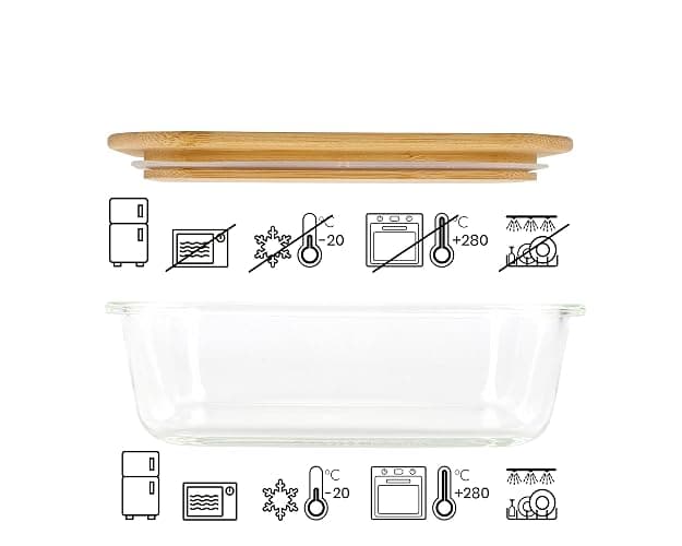 BIRAMBEAU - Ustensiles de Cuisine - Boîtes en Verre - Boîtes Alimentaire Hermétiques - Couvercle en Bambou - 1050mL thumbnail 2