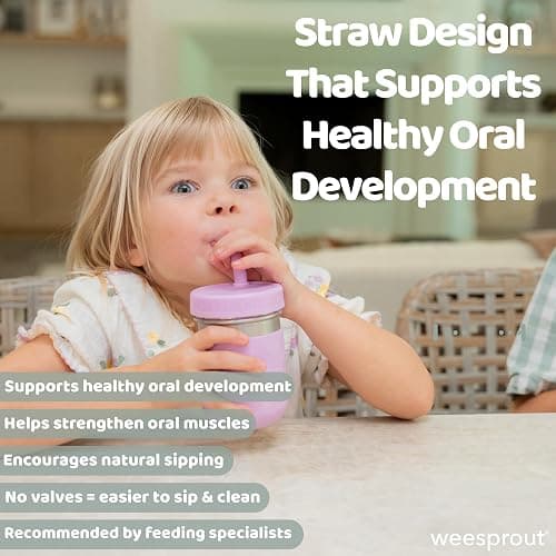WeeSprout 2-in-1 Drinking Cups for Kids, Durable Stainless Steel Tumbler for Smoothies, Silicone Straws with Stoppers, Premium Plastic Twist Lids, Easy-Grip Sleeves, Set of 4 Dishwasher Safe Kid Cups thumbnail 3