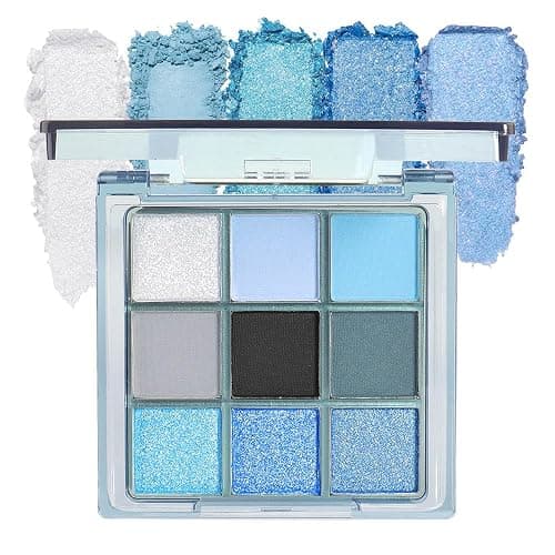 WanTuoluo Light Blue Eyeshadow Palette, Matte & Shimmer Glitter Blue Shadow for Eye Makeup, High Pigmented White Gray Black Green Powder Palet de sombras de ojos, Cruelty Free - Image 1