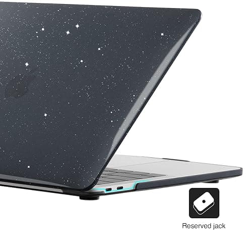 EooCoo Glitter Hard Case Compatible with MacBook Air 13 inch M1 Chip 2021-2018 with Retina Display, Air 13.3 inch Plastic Protective Case + Keyboard Cover + Screen Protector, Sparkly Black thumbnail 4