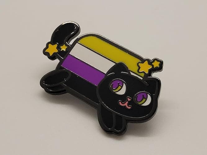 Nyan Cat Pride Enamel Pin The Meme Kitty in Rainbow Trans Pansexual Bisexual Lesbian Asexual Nonbinary Aromantic Pride Flag Colors lgbtq+ - Nonbinary thumbnail 3
