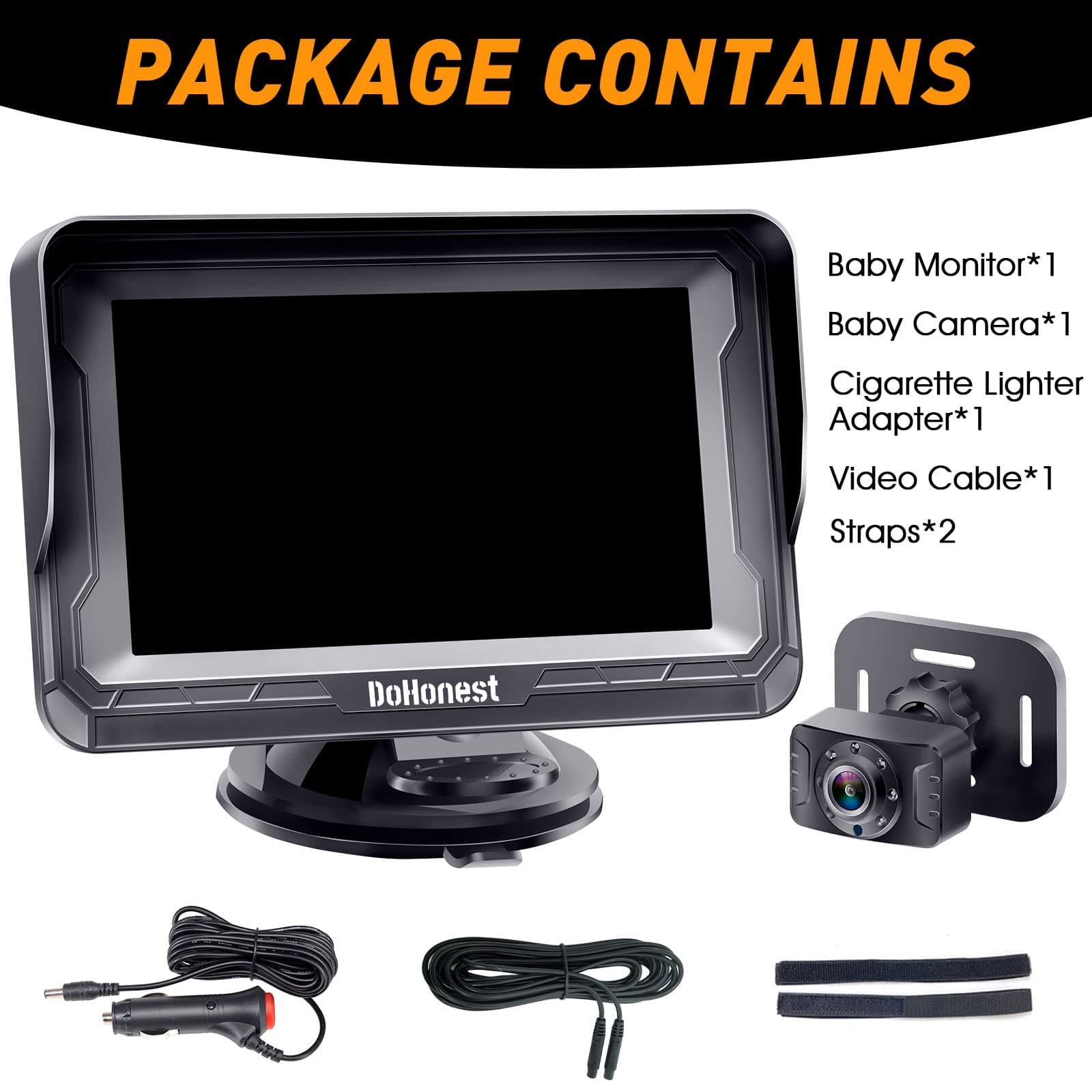 DoHonest Baby Car Camera HD 1080P with Display - Infant Safety Seat Baby Car Mirror for Rear Facing 5 Mins Easy Installation Night Vision V33 Black thumbnail 8