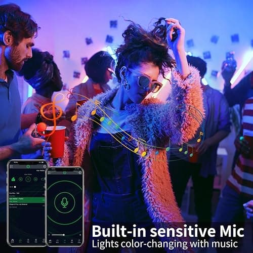 BATHEBRIGHT 30M Led Strip Lights Music Sync RGB Bluetooth Color Changing Flexible LED Light Strips,with Smart App Control Remote, Led Lights for Bedroom Room Lighting Flexible Home Decoration thumbnail 4