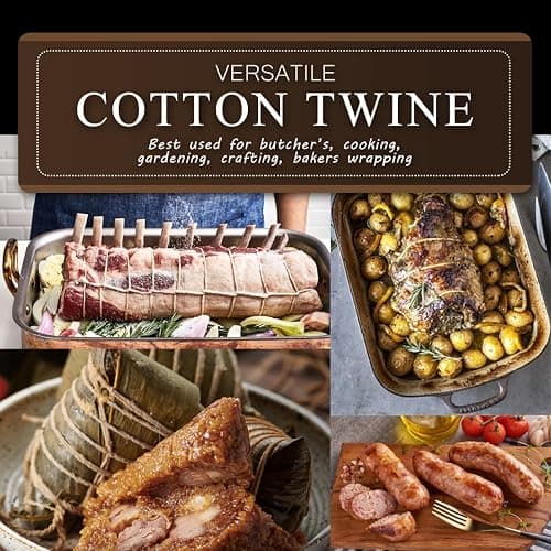 SMART&CASUAL 600 Feet 2mm Cotton Butcher Twine String Soft Food Safe for Cooking Craft Baker Kitchen Meat Turkey Sausage Roasting Gift Wrapping Gardening Crocheting Knitting thumbnail 5