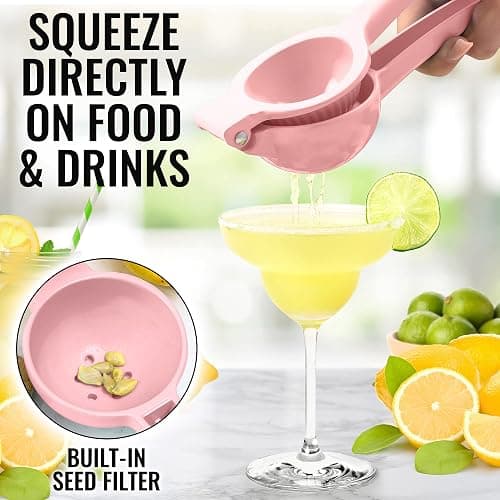 Zulay Premium Quality Metal Lemon Squeezer, Citrus Juicer, Manual Press for Extracting the Most Juice Possible - Pink thumbnail 7