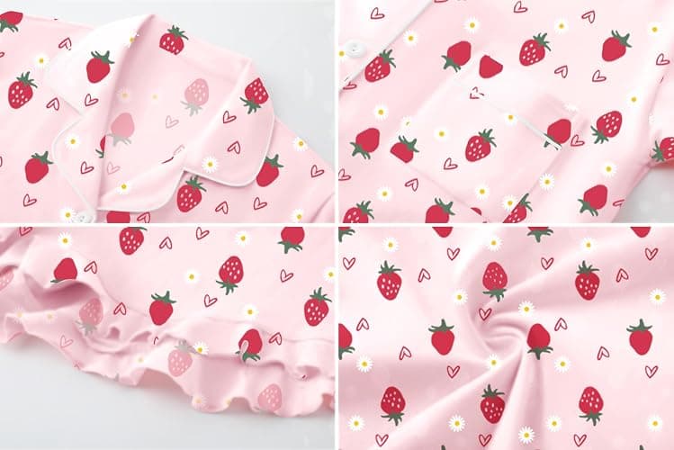 QZH.DUAO 3 Piece Girls Pajama Sets 100% Cotton Ruffle Long Pants with Shorts Sleepwear 3pcs Button Down PJs 5-14 Years thumbnail 8