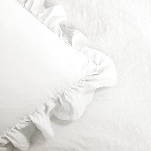Lush Decor Reyna Ruffle Comforter Set - 3 Piece Full/Queen Size Ruffle Comforter Set - Elegance for Bedroom - Full/Queen, Pure White thumbnail 4