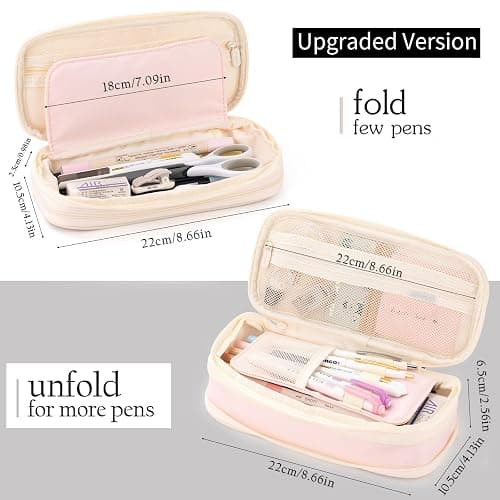 EASTHILL Big Capacity Pencil Case Large Pencil Pouch Stationery Pen Bag for Teen Girls-Pink thumbnail 3