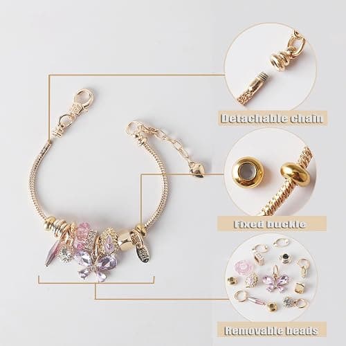 DS Charm Bracelets for teen girls exquisite cute cartoon friendship bracelet Gold Stainless Steel Bangle birthday Gift box Adjustable little girls kids jewelry holiday gifts thumbnail 3