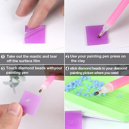 FEBSNOW 60Pcs Painting Glue Clay DIY Diamond Embroidery Wax Tool Set | Diamond Art Wax Pads, Purple Color Putty, Wax Refills for Crafters, Diamond Art Painting Accessories and Tools thumbnail 4