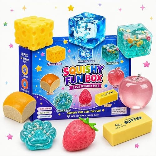 Squishy Box Mystery Set (#A) | 8 Pcs Squishies, Soft Squeeze Fidget Toys, Malt Sugar Blind Box, Fun Gift for Kids Teens and Adults - Image 1