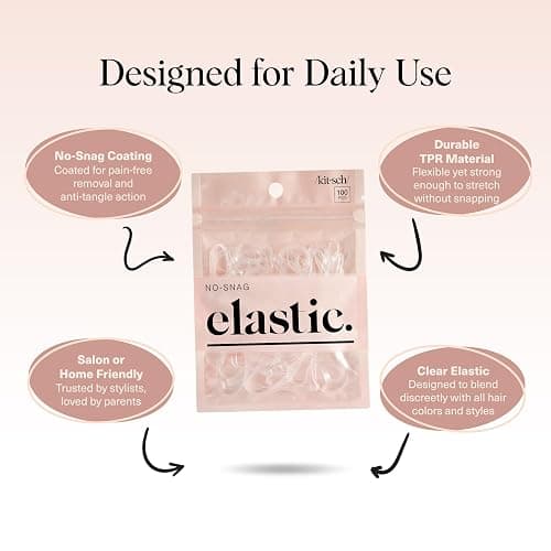 Kitsch Hair Ties No Damage for Kids, Teens and Women - Rubber Bands for Hair Styling | No Snag Hair Elastics | Daily Hair Accessories | Ideal Gifts for Women - 500pcs (Clear) thumbnail 4