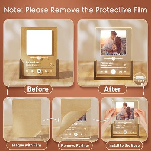LUCKOR Personalized Christmas Birthday Gifts for Men Women, Custom Anniversary Spotify Plaque Gifts for Boyfriend Girlfriend Couple, Customized LED Walnut Picture Frame for Her Him Friends thumbnail 7